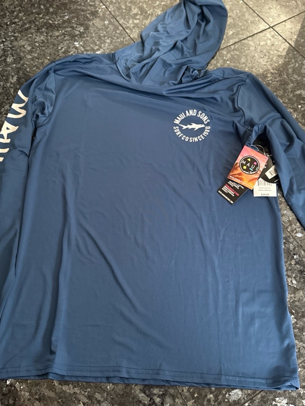 Maui and Sons Navy Blue UPF 50+ Hooded Swim Tee